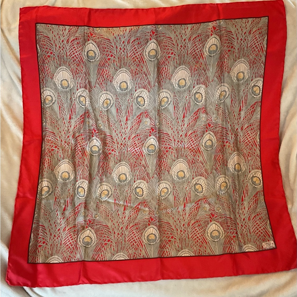 Liberty of London Red and Gray Silk Scarf